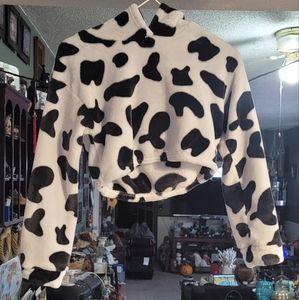 Shein | Crop-top Hoodie Cow Print